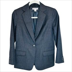 Pendleton Virgin Wool Blazer Womens 4P 4 Petite Gray Single Button Jacket VTG